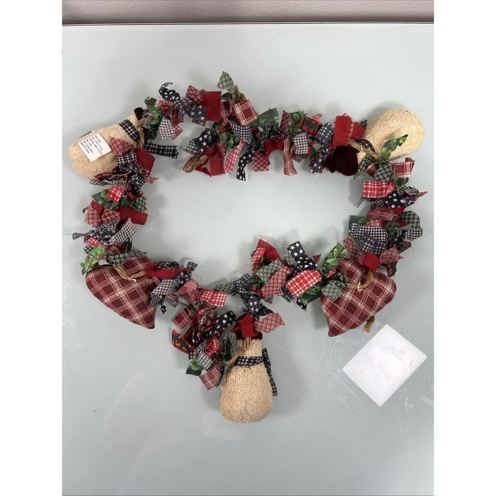 Rustic Primitive Christmas Garland Snowman Americana Farmhouse‎ Decor